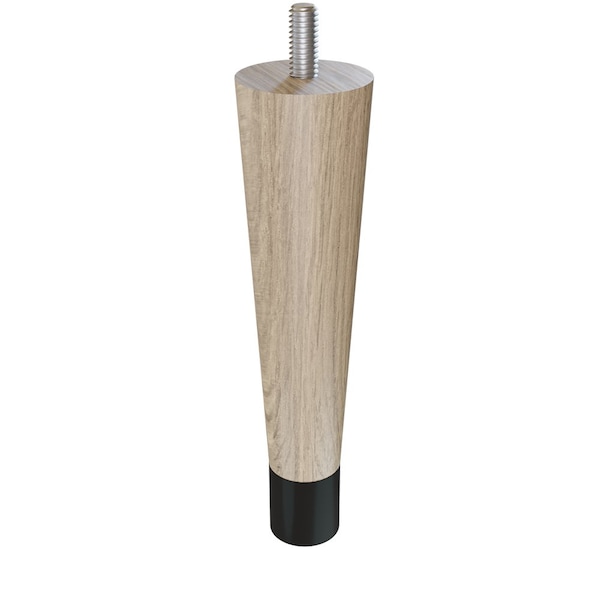 Designs Of Distinction 6" Round Tapered Leg with bolt and 1" Flat Black Ferrule - White Oak 01240006WKWR6 - main